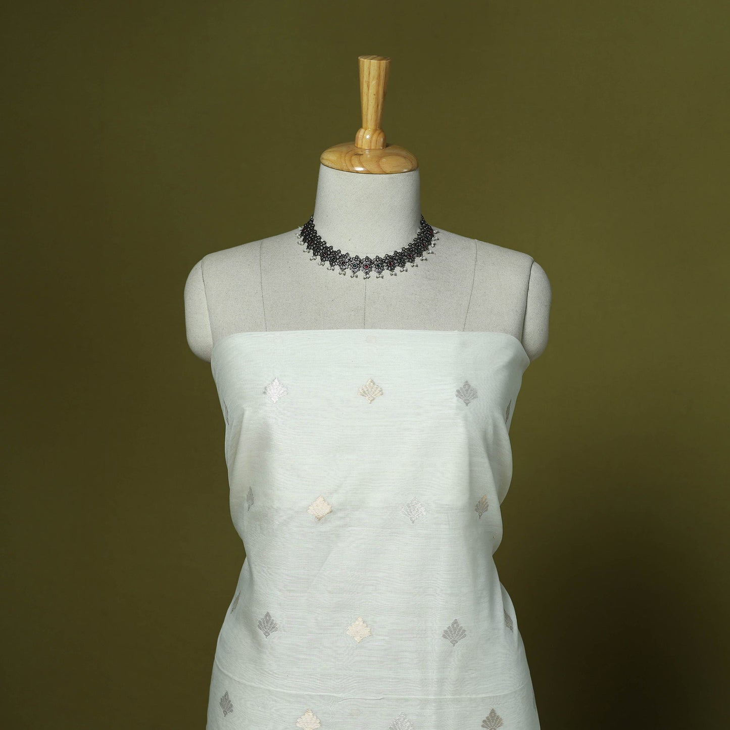 Handloom zari buti chanderi silk 2pc unstitched dress