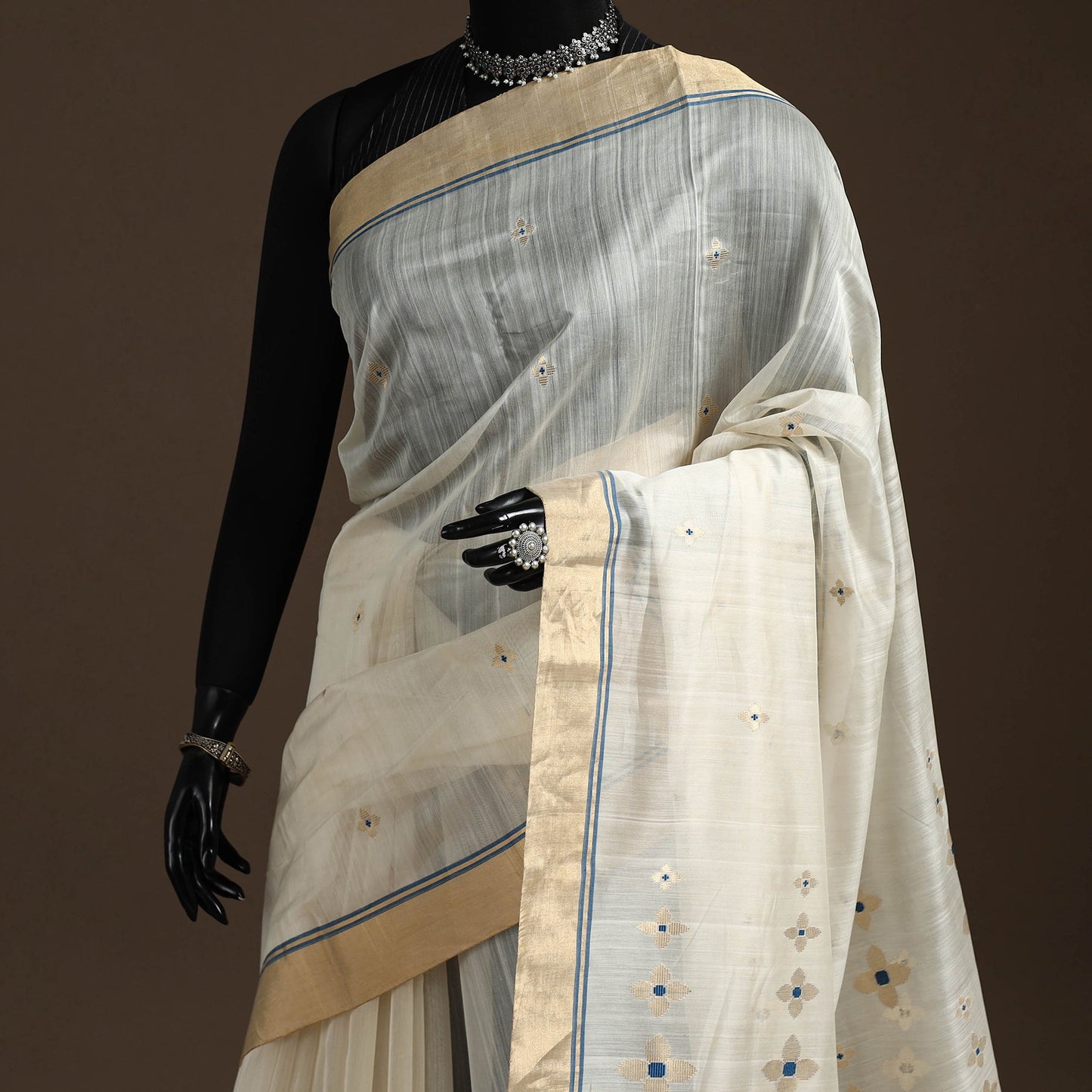 Handloom zari work chanderi silk saree 21 - handcrafted