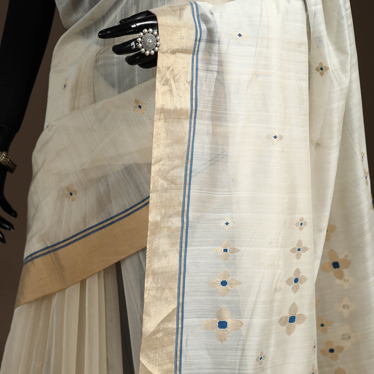 Handloom zari work chanderi silk saree 21 - handcrafted