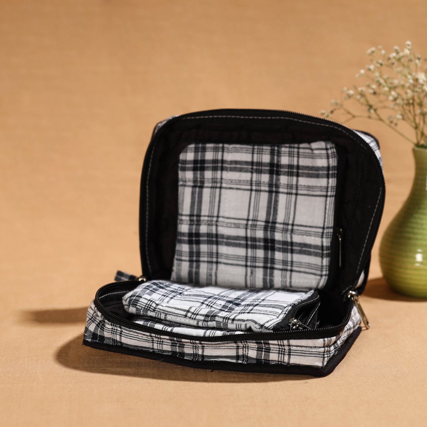 White Multipurpose Jewellery Bag with 4 Storage Pockets