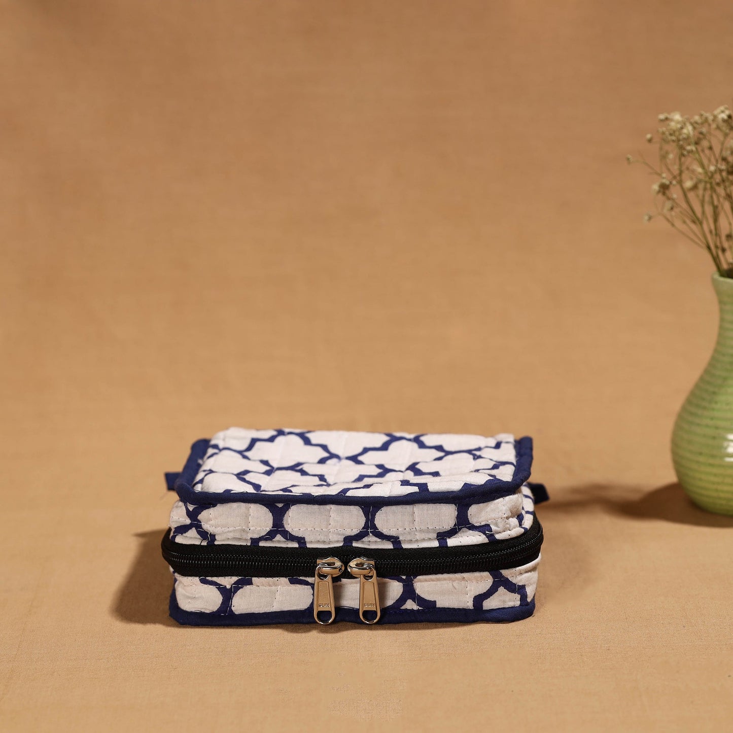 White Handmade 4 Pockets Cotton Jewelry Bag