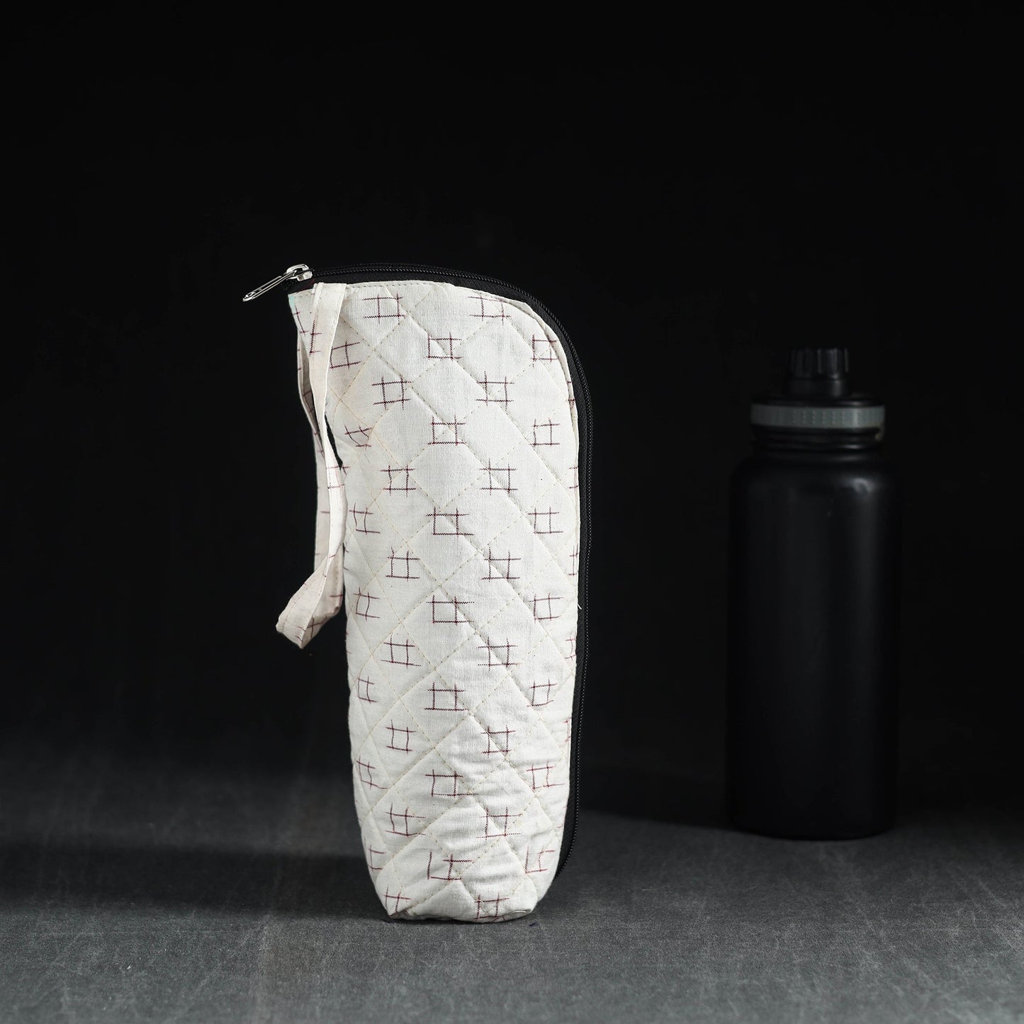 White Handmade Cotton 1L Water Bottle Cover