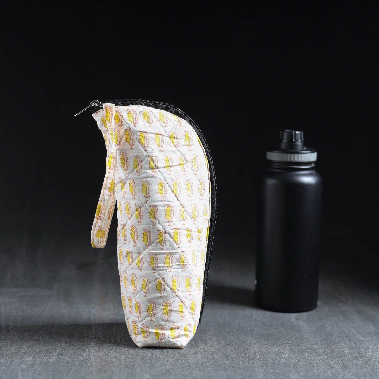 White Handmade Cotton 1L Water Bottle Cover