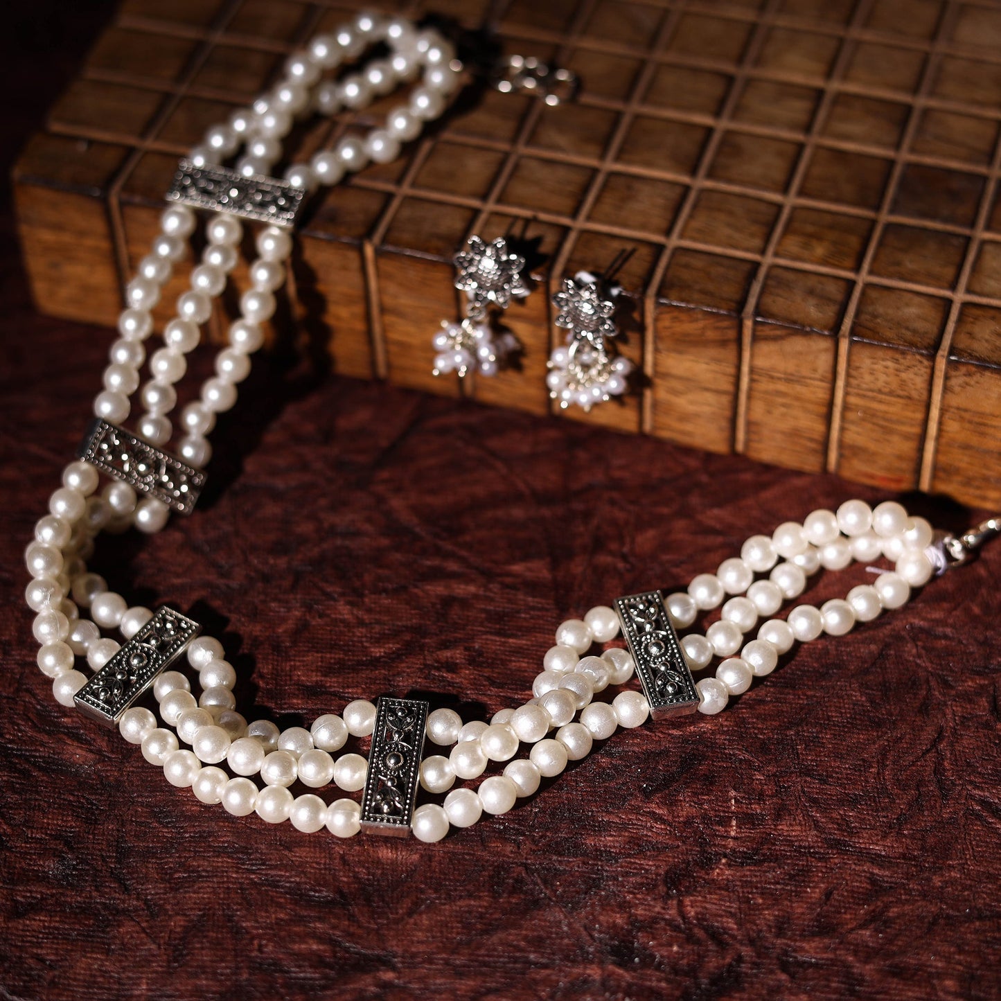 Handmade GS Pearl Choker Necklace Set