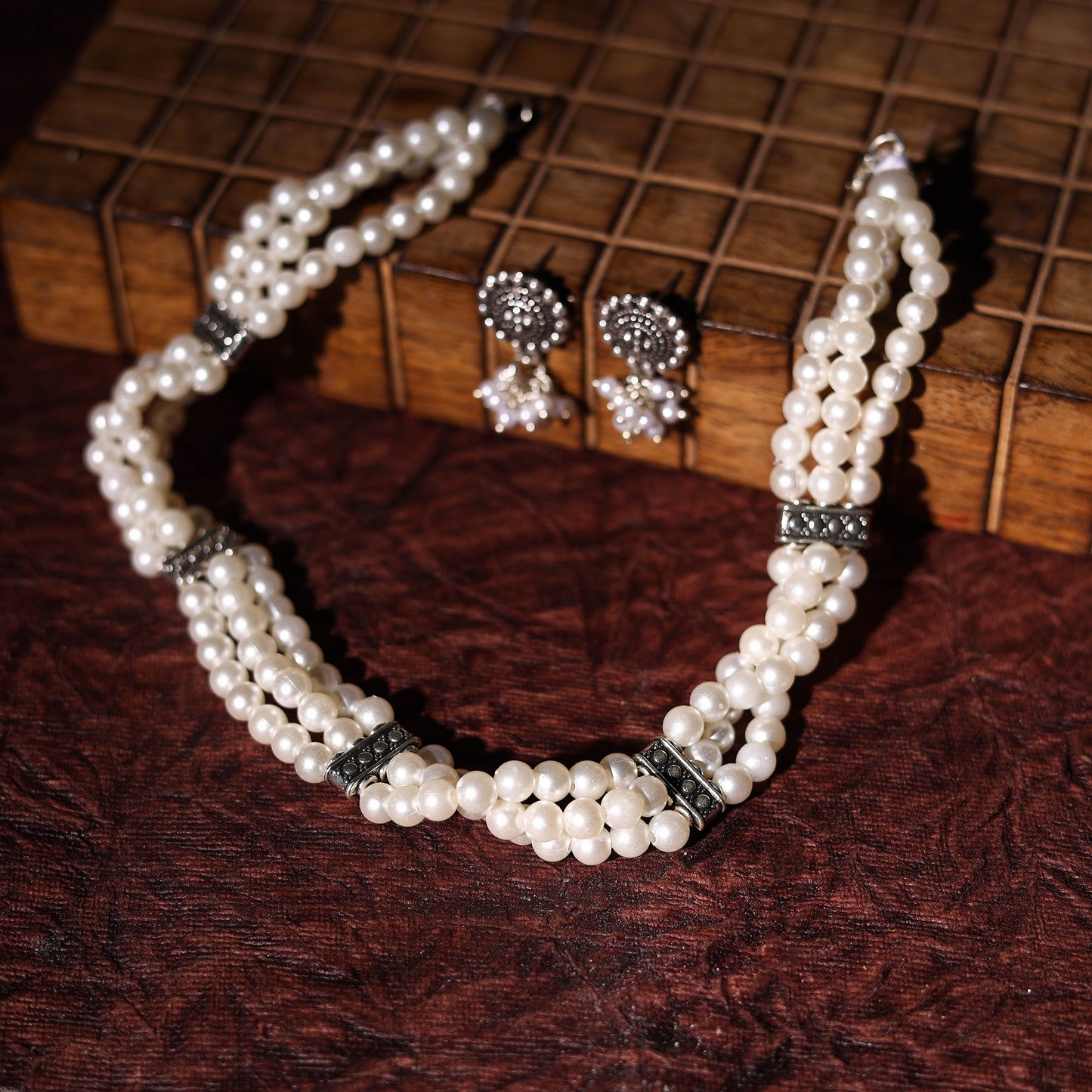 Handmade GS Pearl Choker Necklace Set