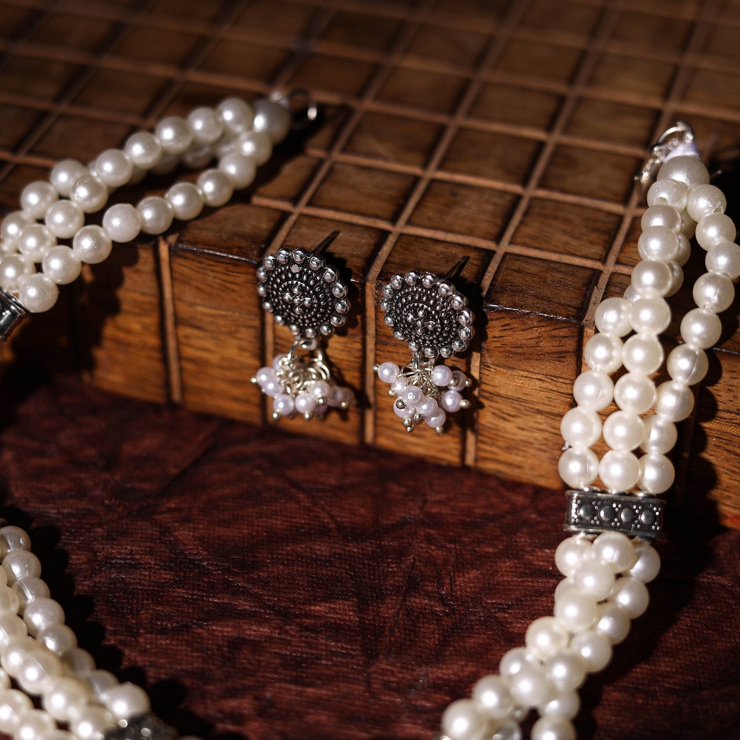 Handmade GS Pearl Choker Necklace Set