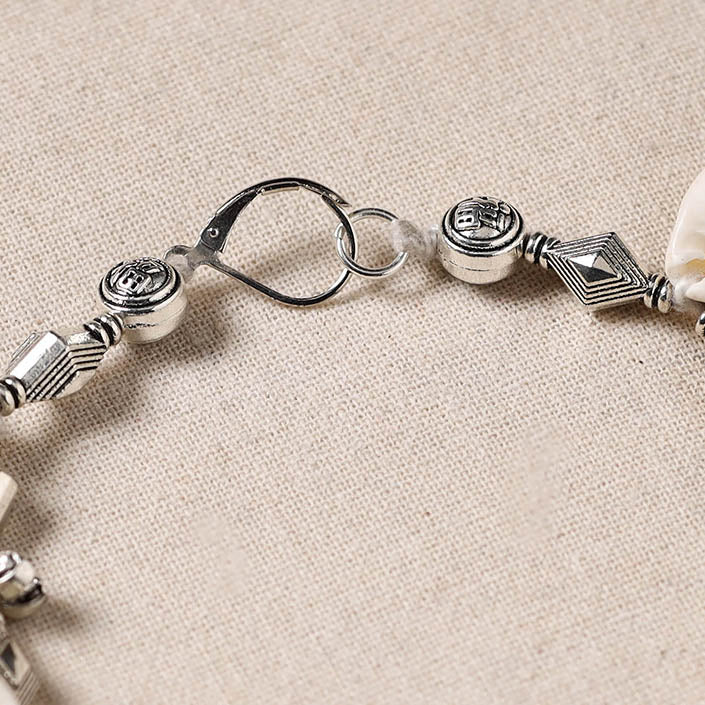 Handmade Oxidised Silver Beaded Anklet with Shellwork