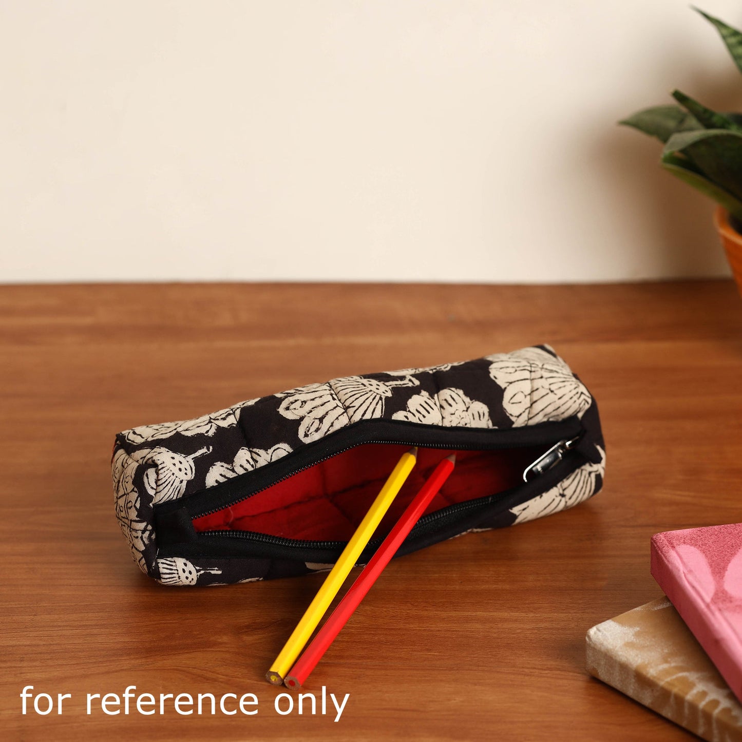 White Handmade Quilted Cotton Pencil Pouch