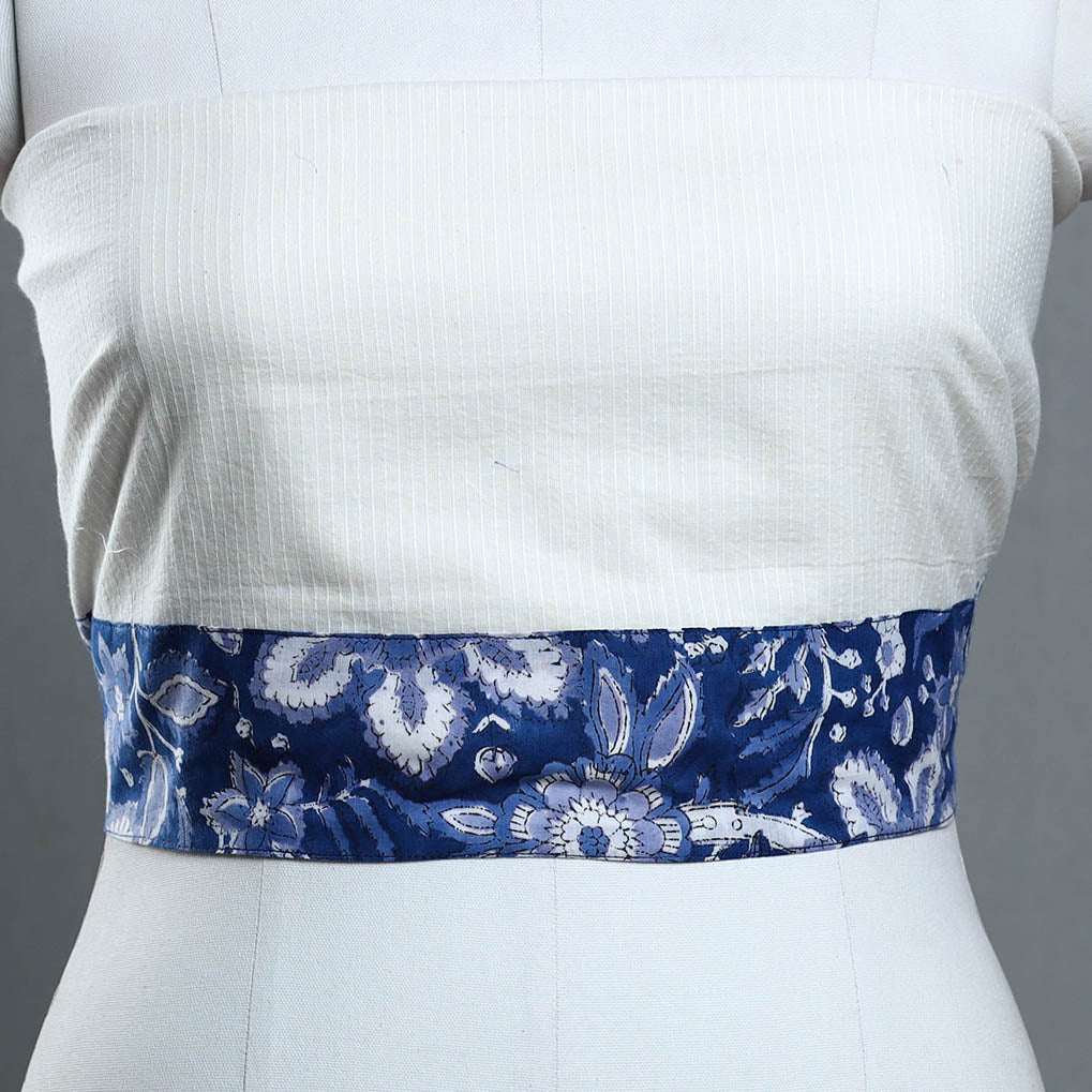 White - handmade running stitch plain cotton blouse piece