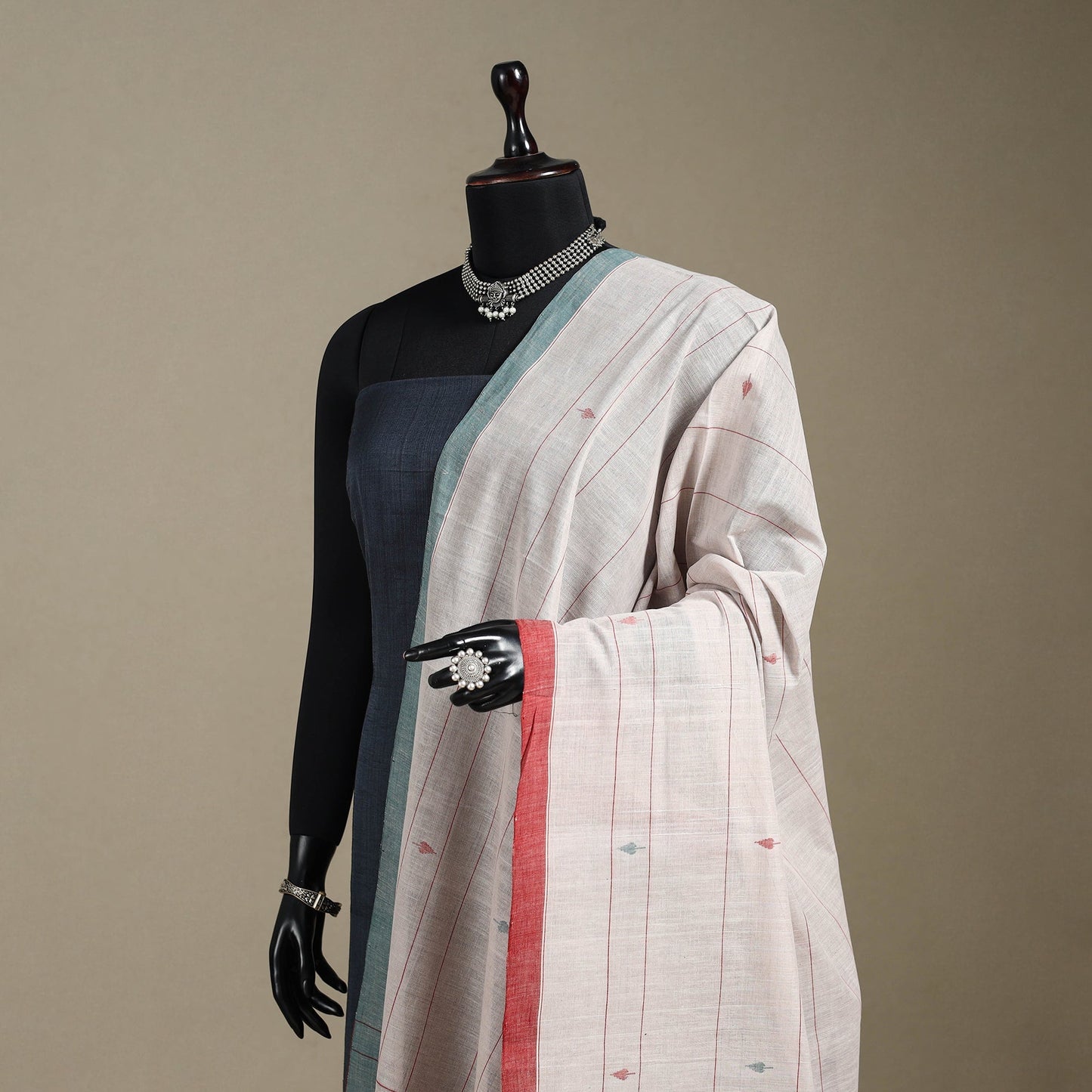 Peach - handspun handloom buti natural dyed cotton