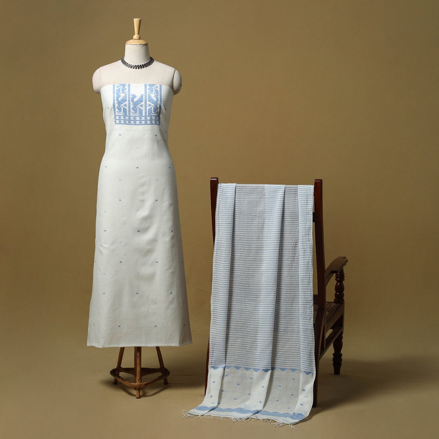 Handspun handloom phulia jamdani fine cotton 2pc unstitched