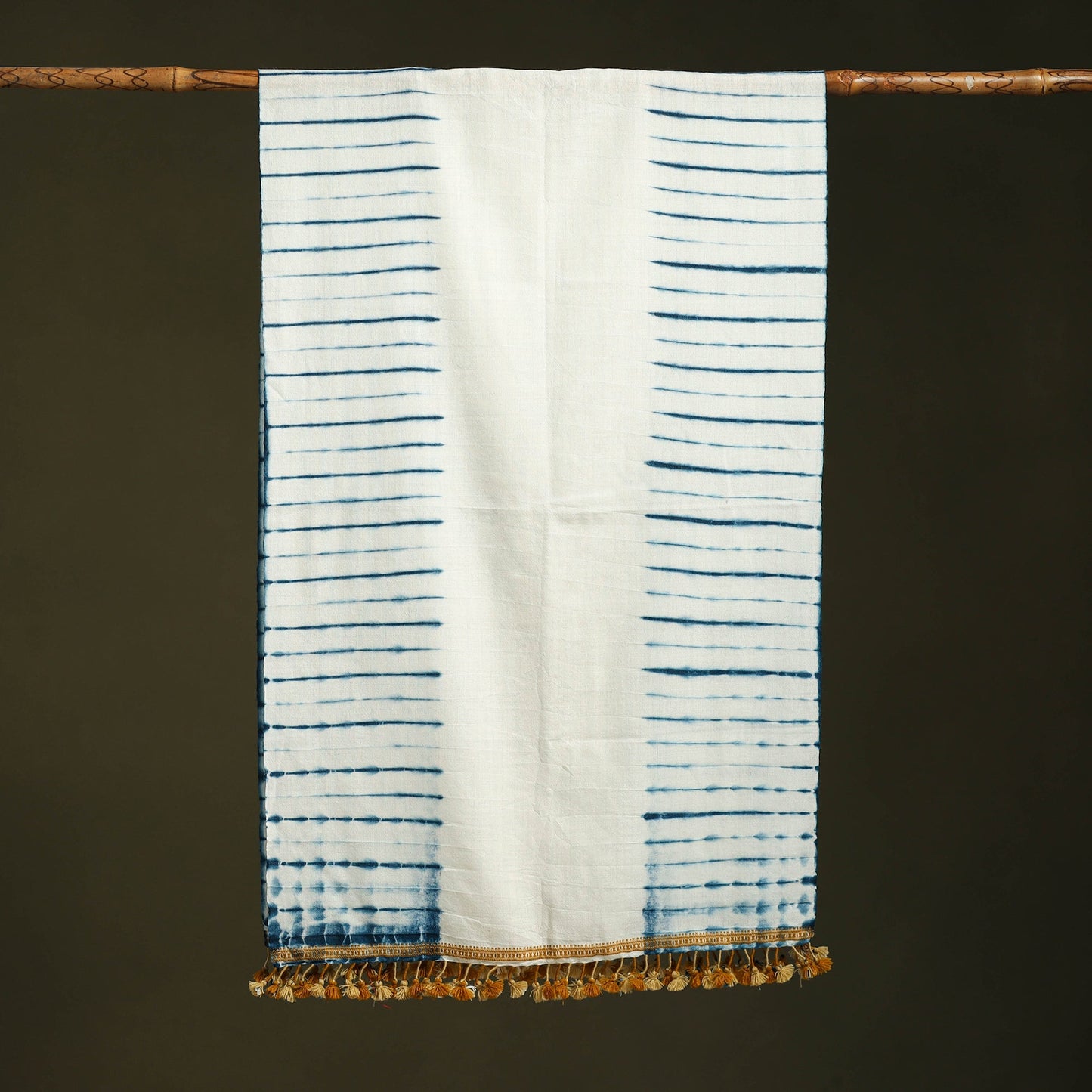 White - handwoven merino wool tie-dye shibori stole 12