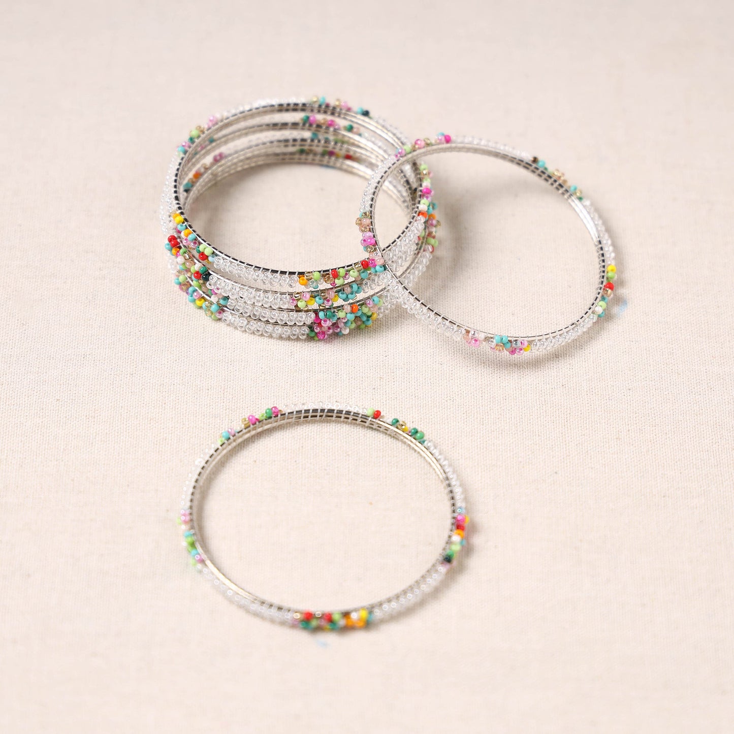 Hapur Flower Beadwork Bangles by Aagaz (Set of 6) Online