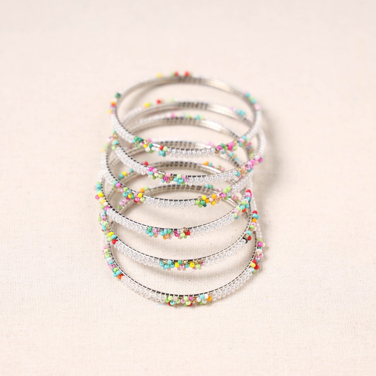 Hapur Flower Beadwork Bangles by Aagaz (Set of 6) Online