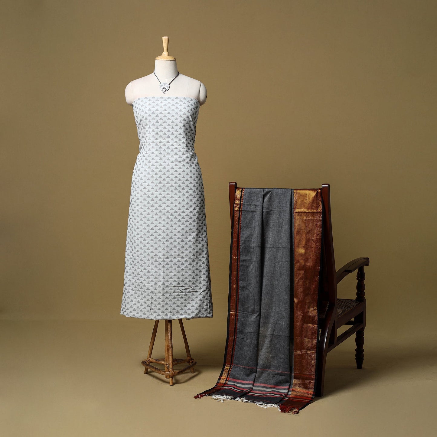 Jacquard cotton 2pc unstitched dress material