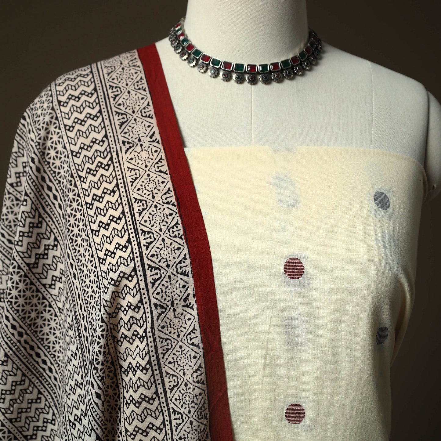 Jacquard cotton 2pc unstitched dress material kurta set 46