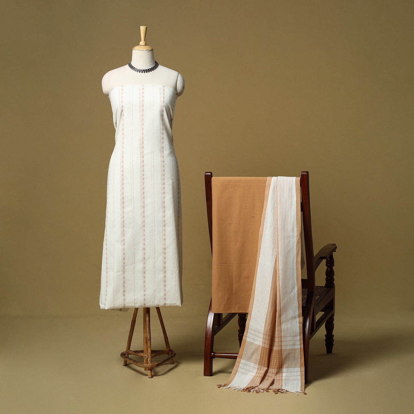 Jacquard cotton 3pc unstitched dress material 138