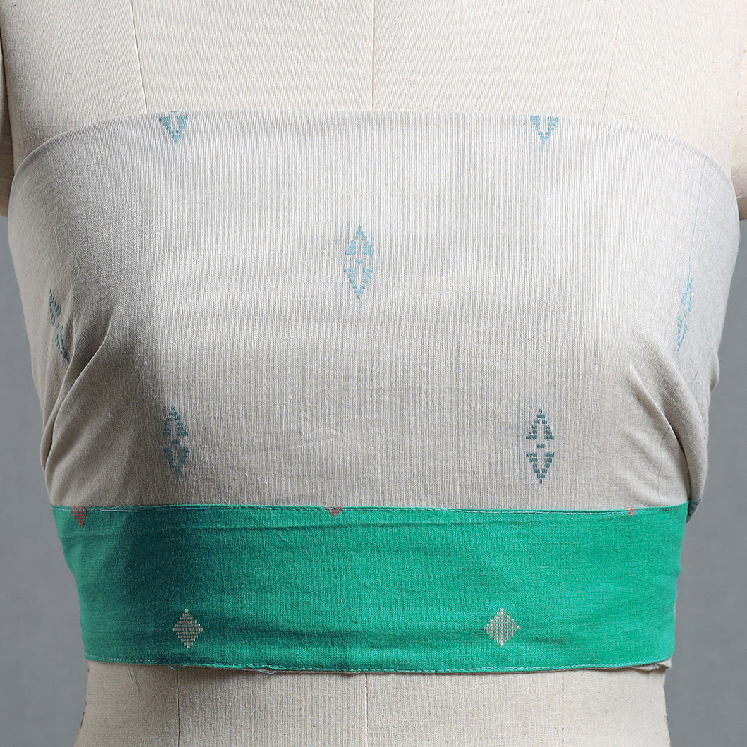 White - jacquard cotton blouse piece 01 - handcrafted