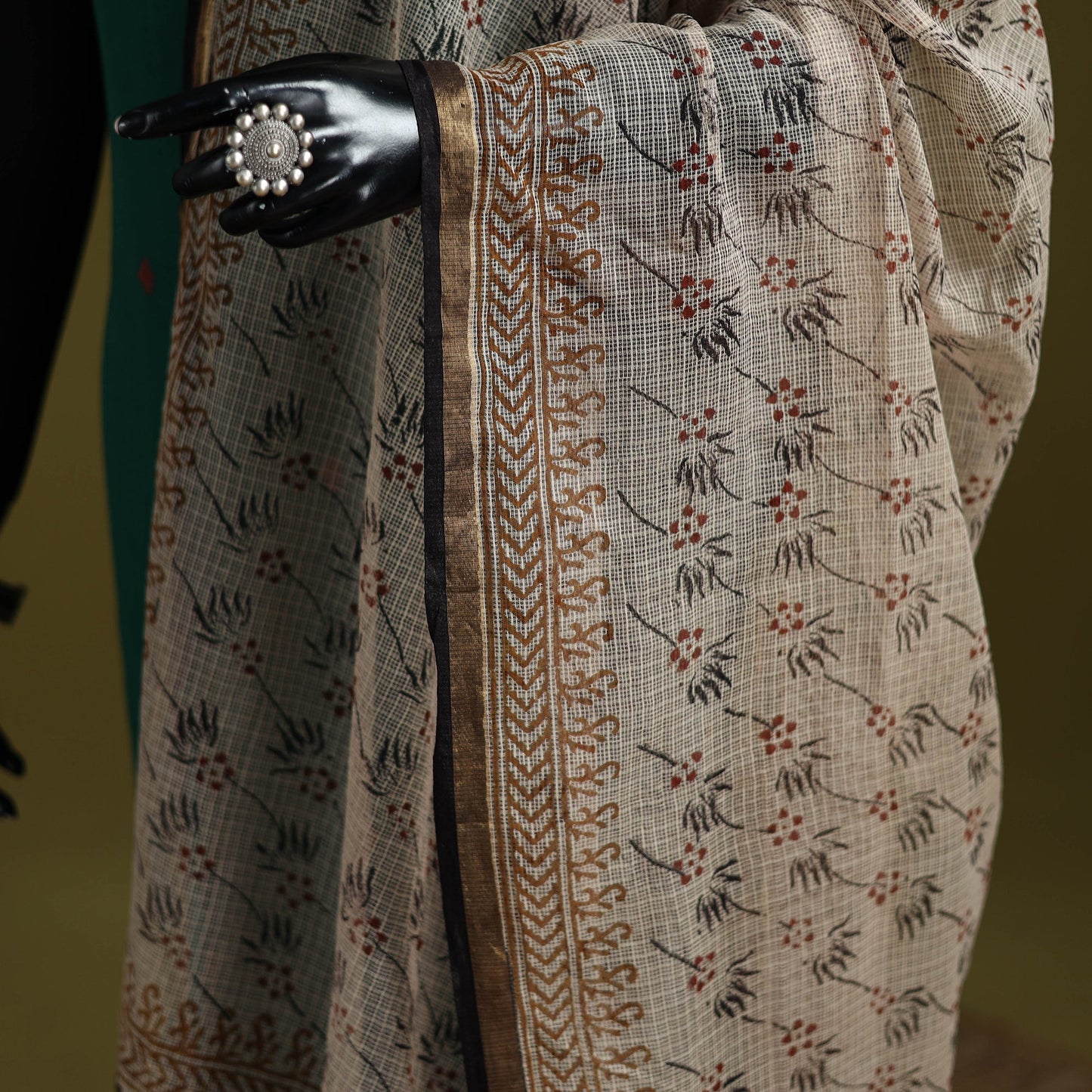 White - kota doria cotton hand bagru dupatta 20