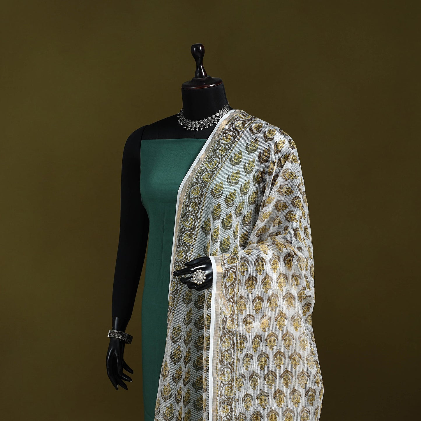 Kota doria cotton hand block print sanganeri floral dupatta