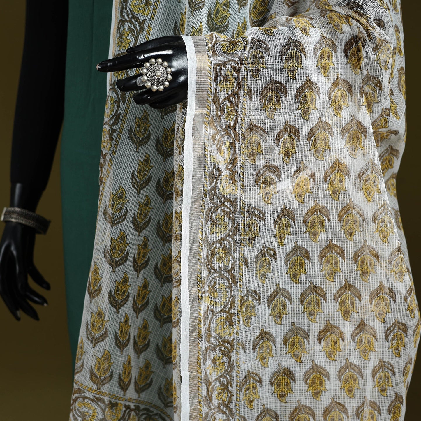 Kota doria cotton hand block print sanganeri floral dupatta