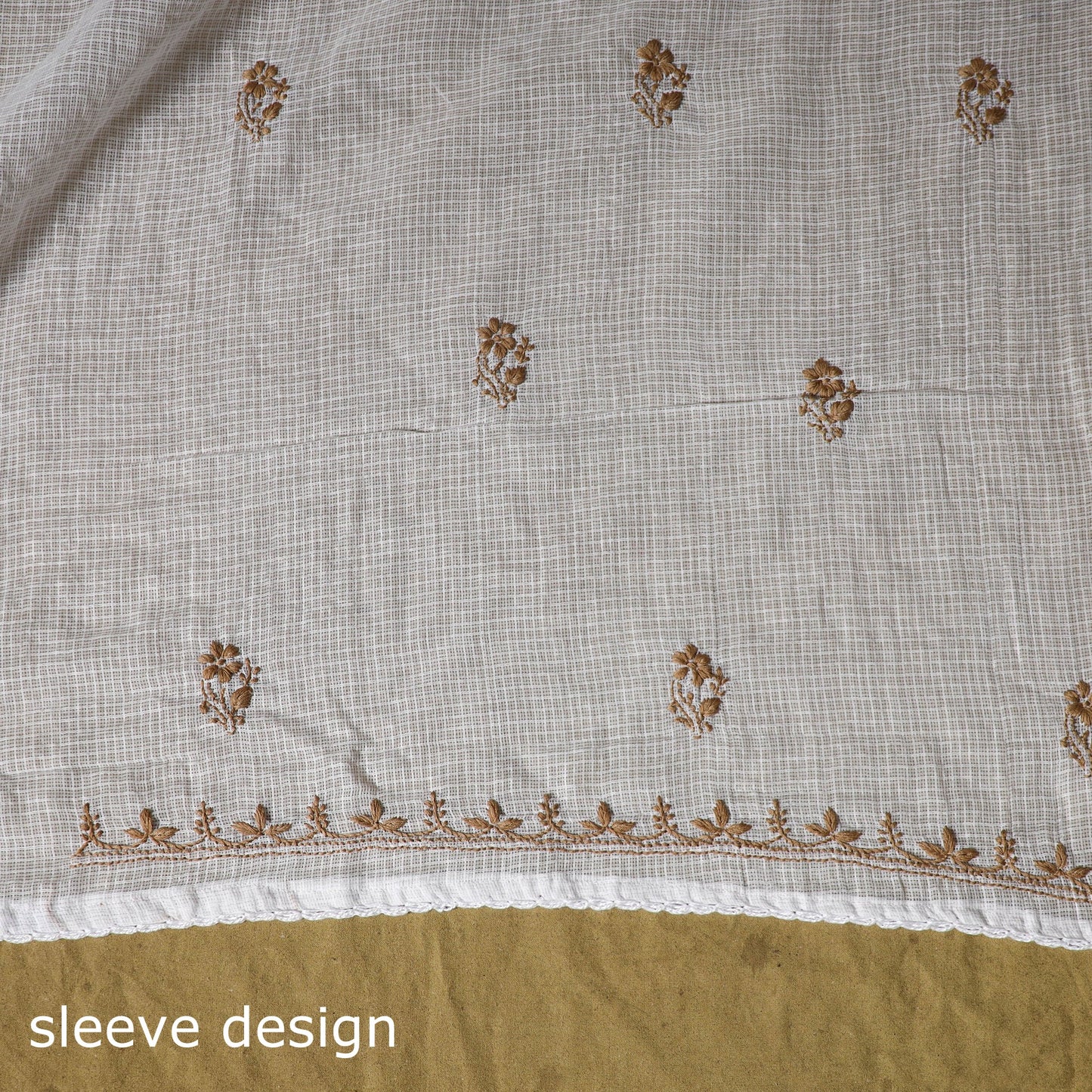 White - kota doria cotton lucknow chikankari 2pc unstitched