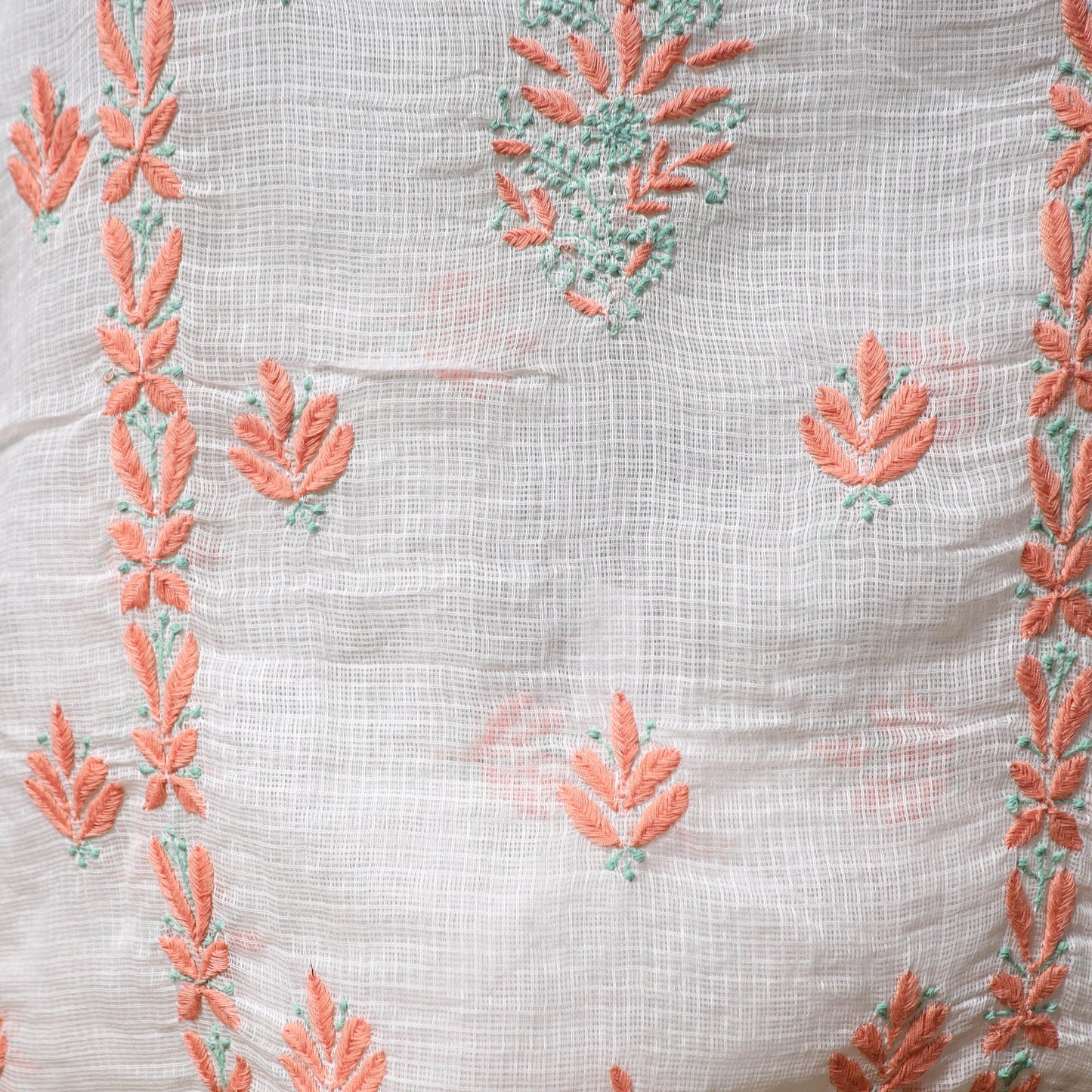 White - kota doria cotton lucknow chikankari 2pc unstitched