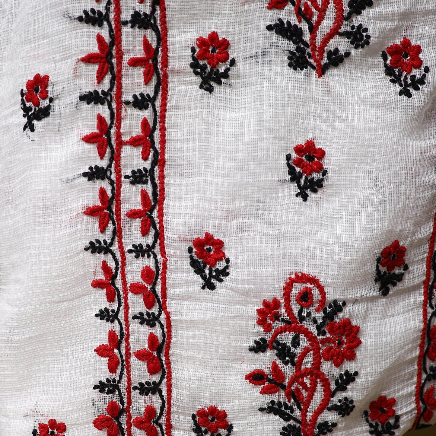 White - kota doria cotton lucknow chikankari 2pc unstitched