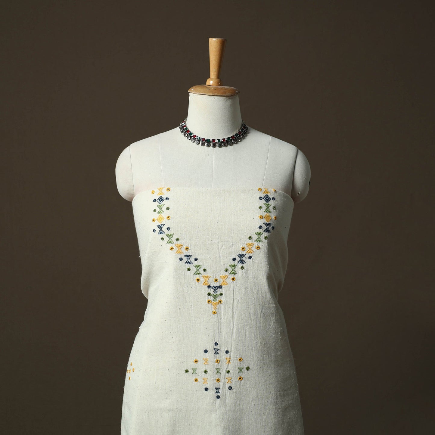Kutch bhujodi handloom kala cotton 3pc unstitched dress