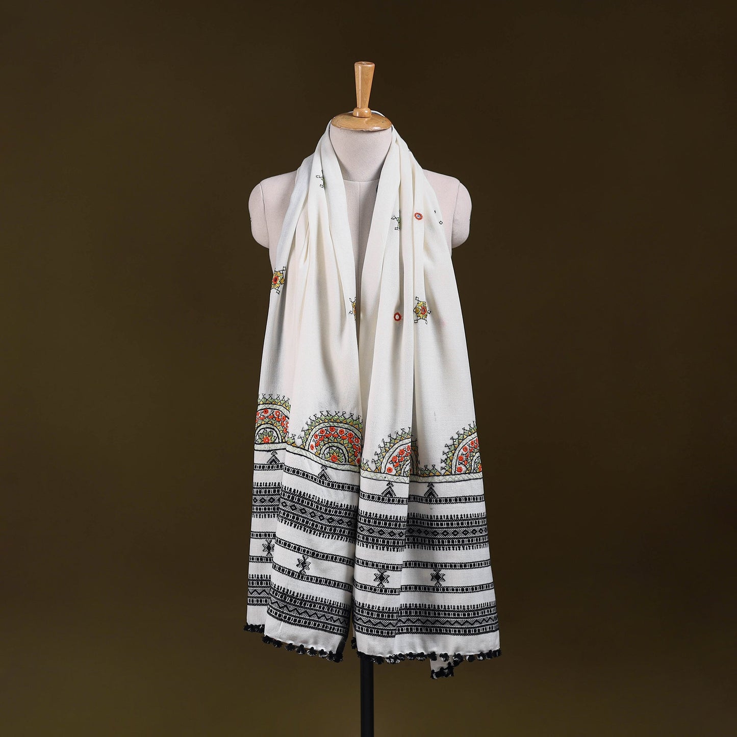 White - kutch mirror work handwoven neran hand embroidery