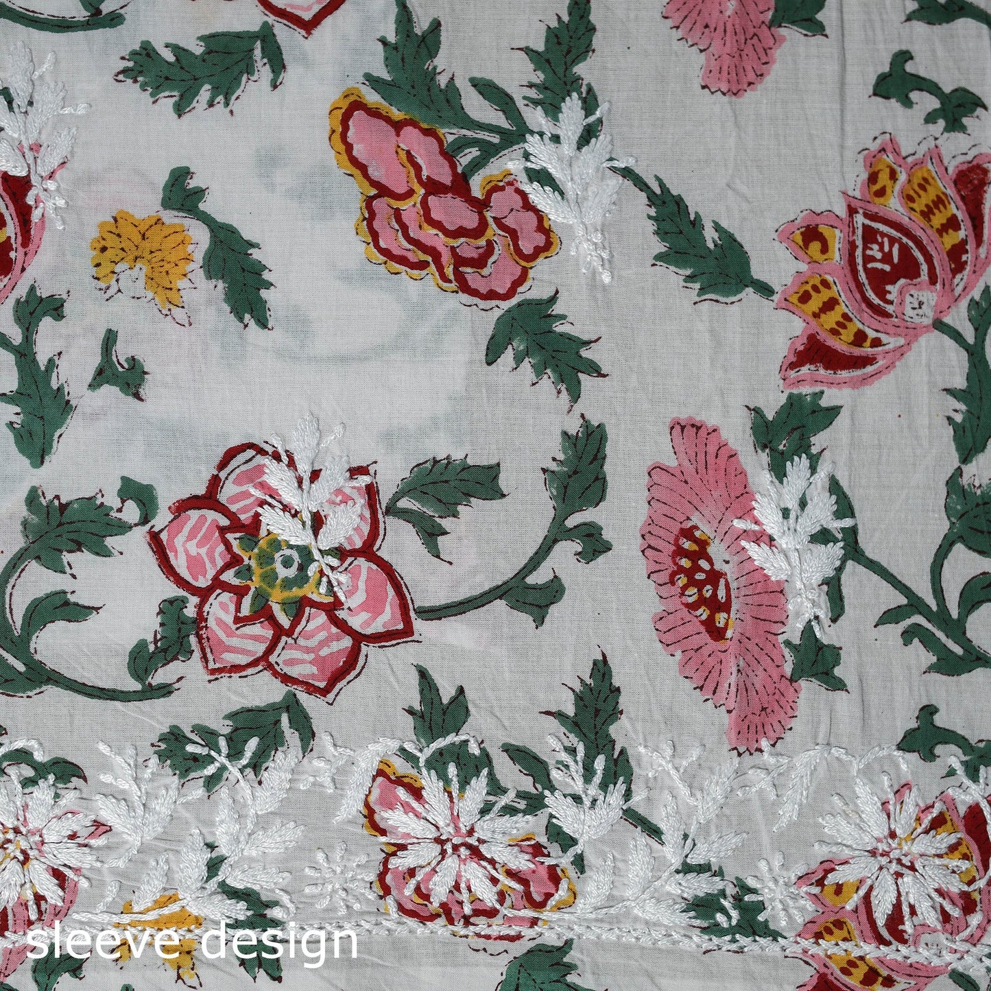 Lucknowi chikankari work sanganeri unstitched kurta