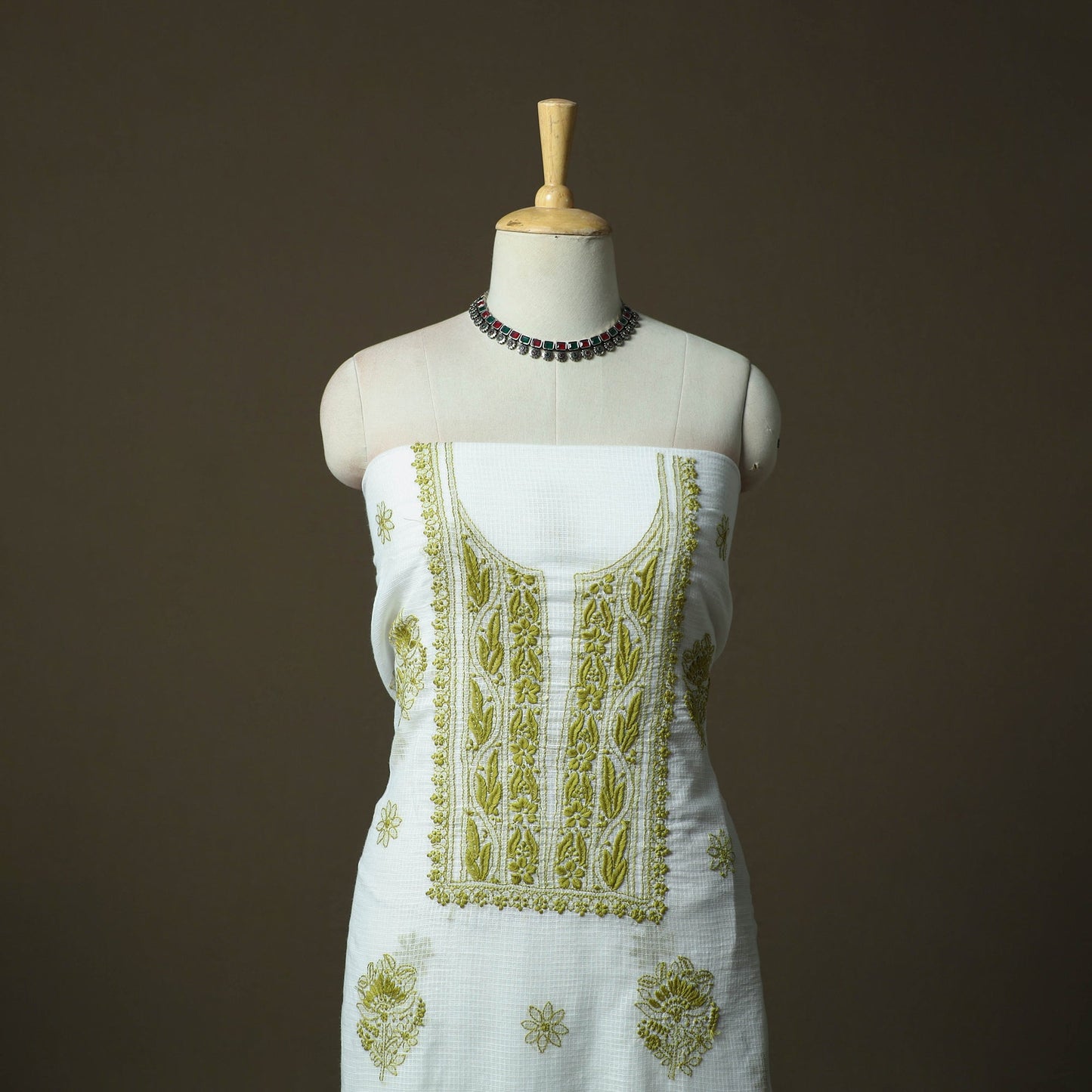 Lucknowi hand embroidered kota doria cotton chikankari 2pc