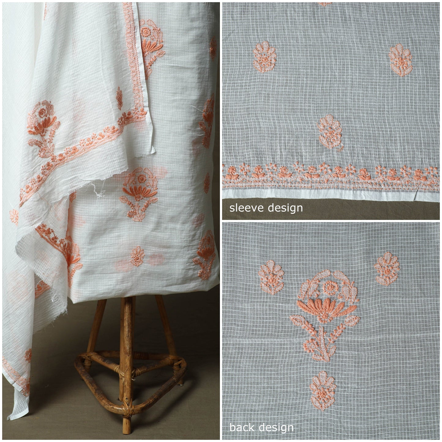 Lucknowi hand embroidered kota doria cotton chikankari 2pc