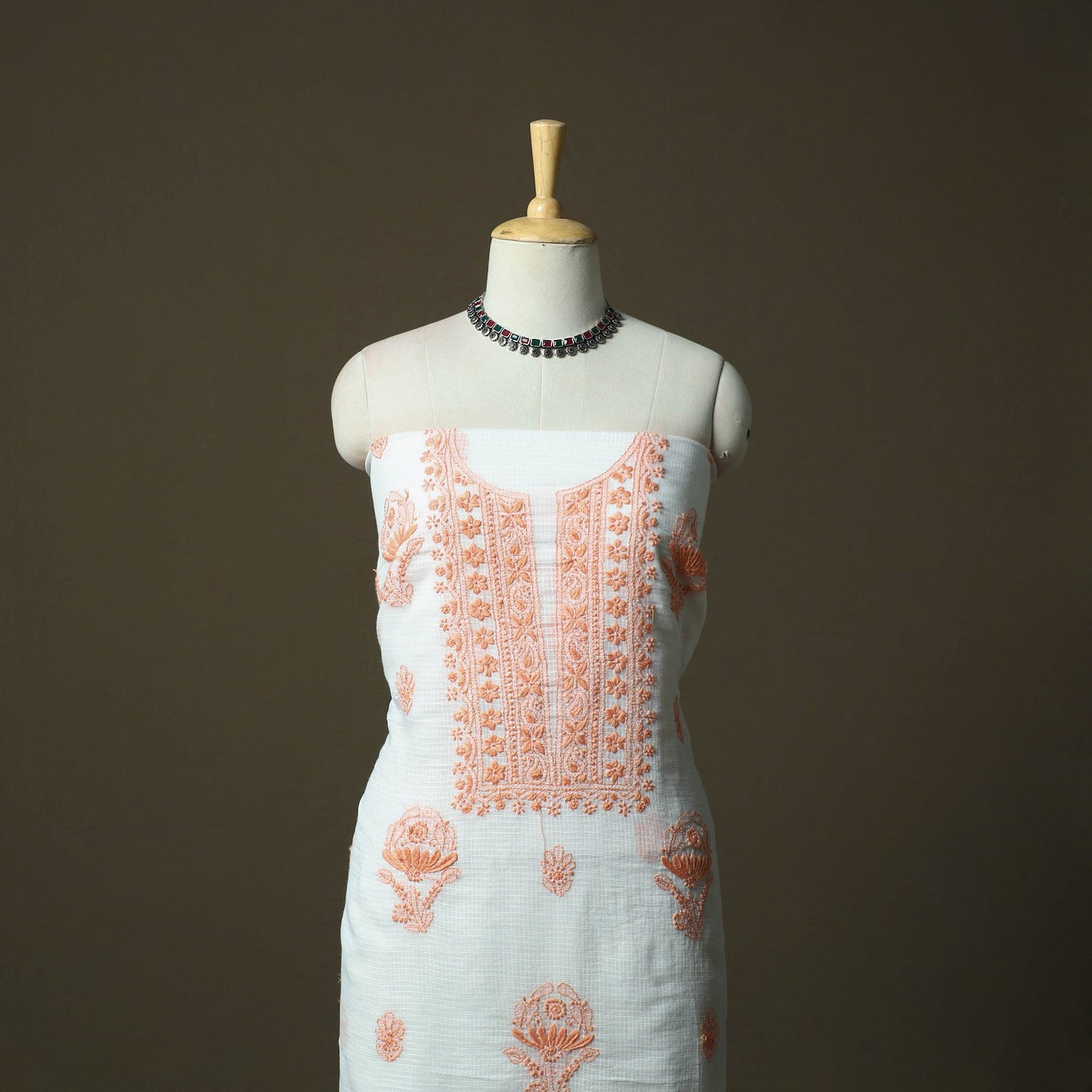 Lucknowi hand embroidered kota doria cotton chikankari 2pc
