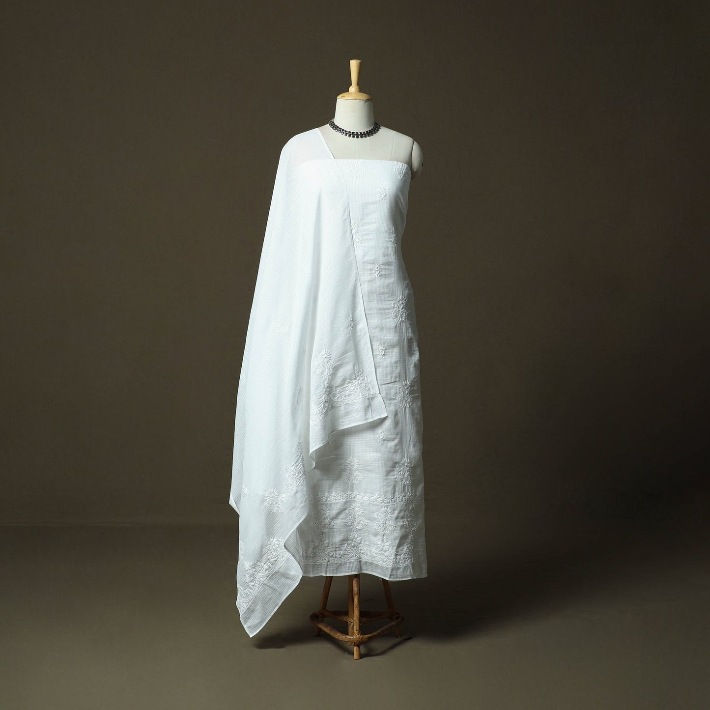 Lucknowi hand embroidered kota doria cotton chikankari 2pc