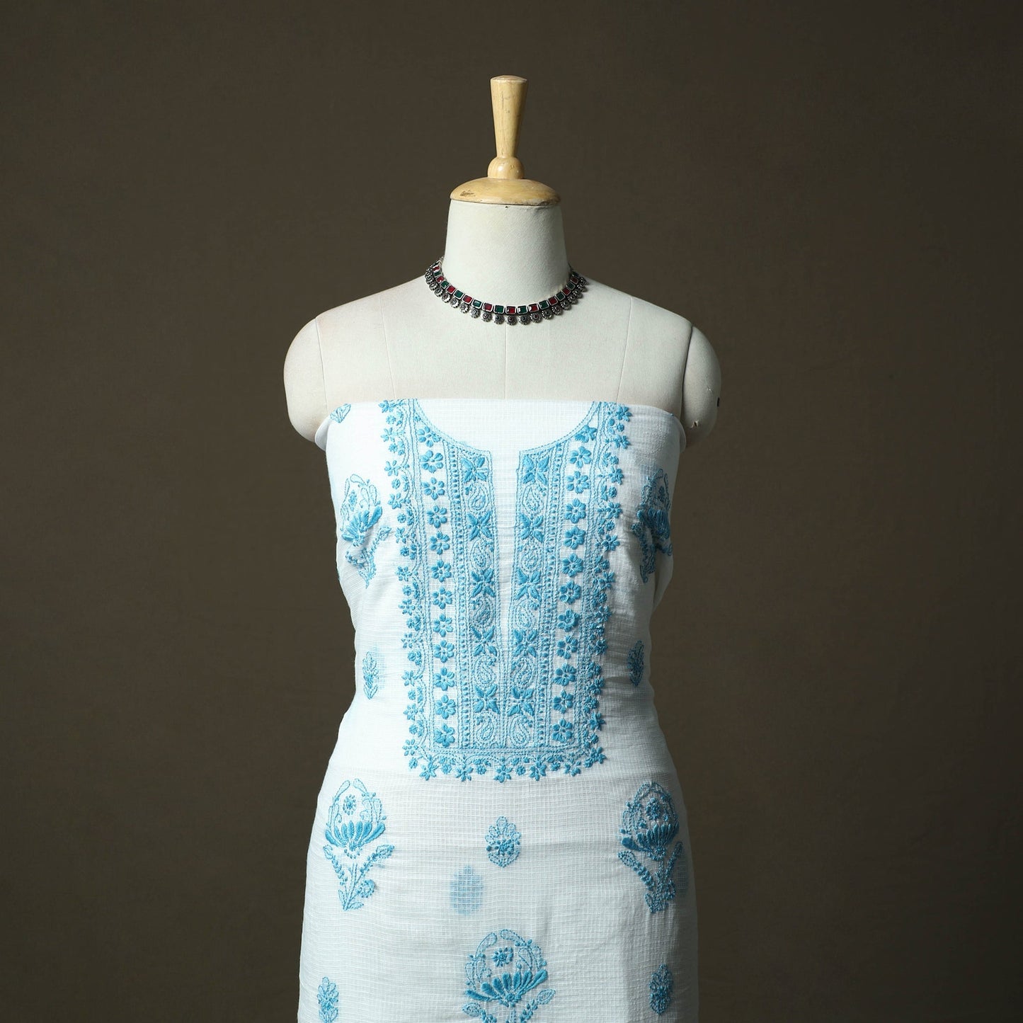 Lucknowi hand embroidered kota doria cotton chikankari 2pc