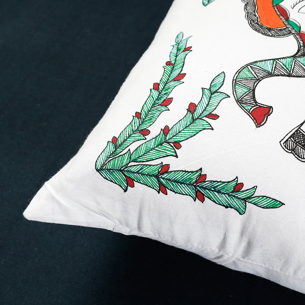 Madhubani Handpainted Cotton Cushion Cover Online at iTokri.com