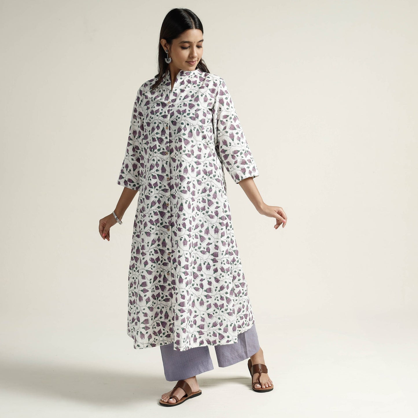 Buy Mangalagiri Block Printed Cotton Kurta with Palazzo Set Online at iTokri.com
