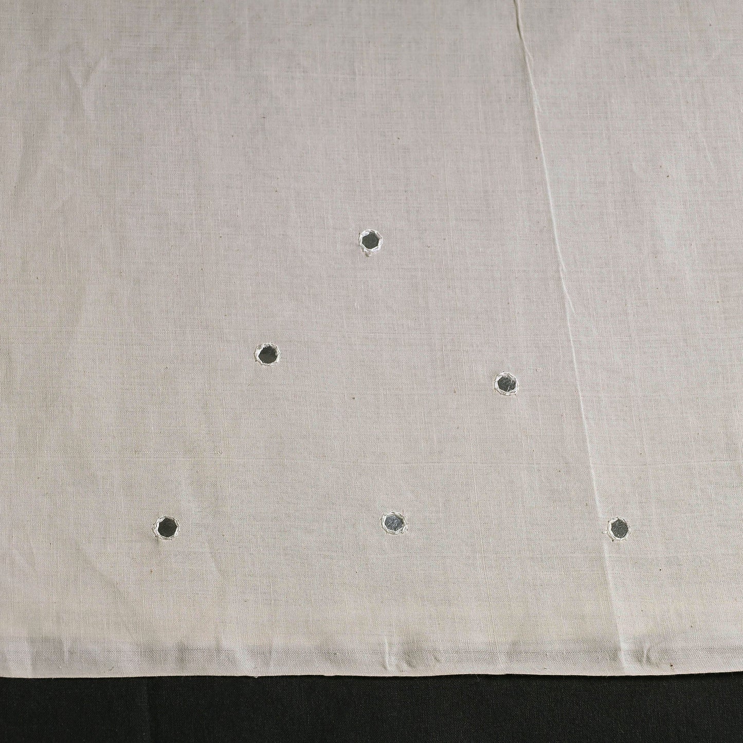 Off White Mangalagiri Cotton Sequin Work Kurta Material