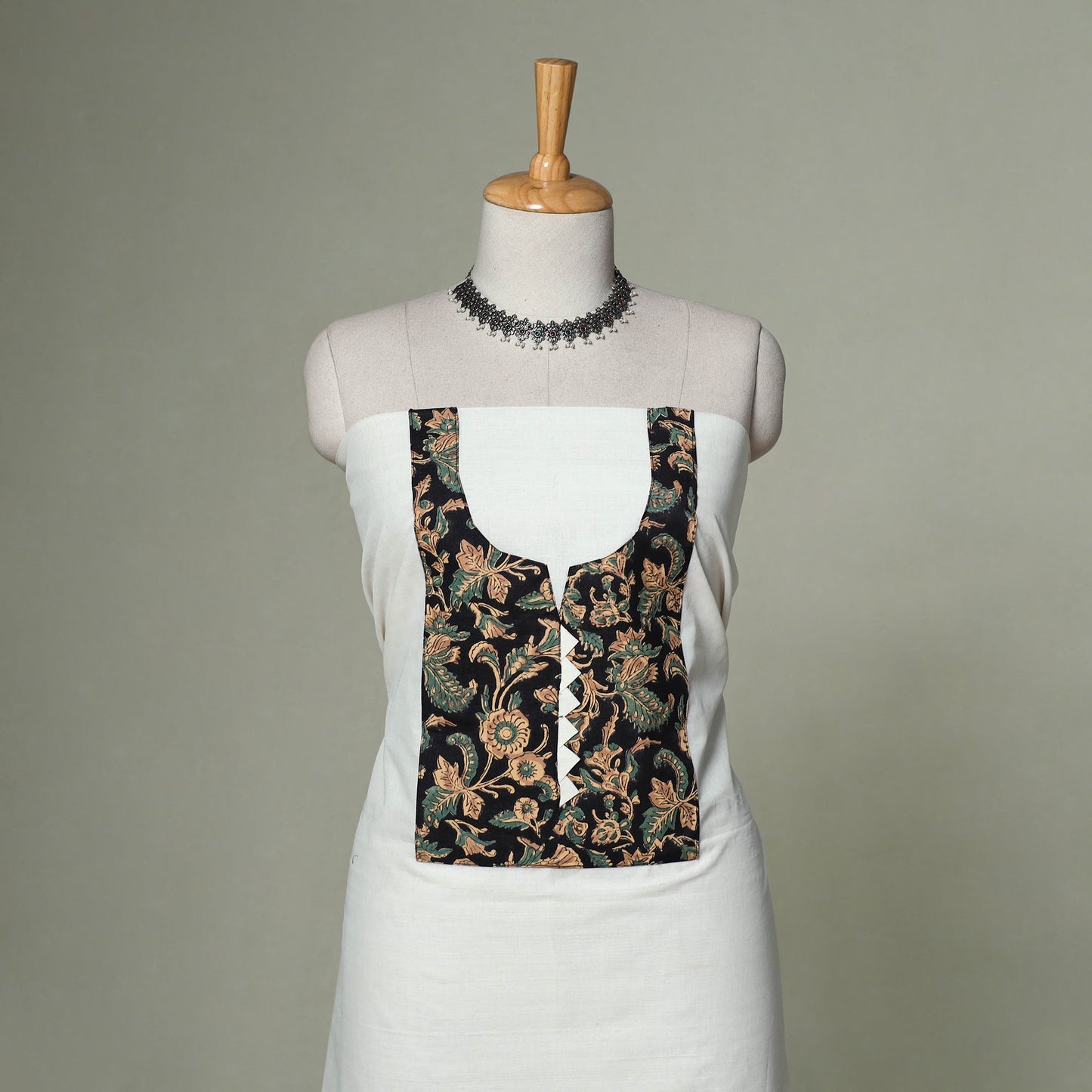 Mangalagiri handloom cotton patchwork unstitched kurta