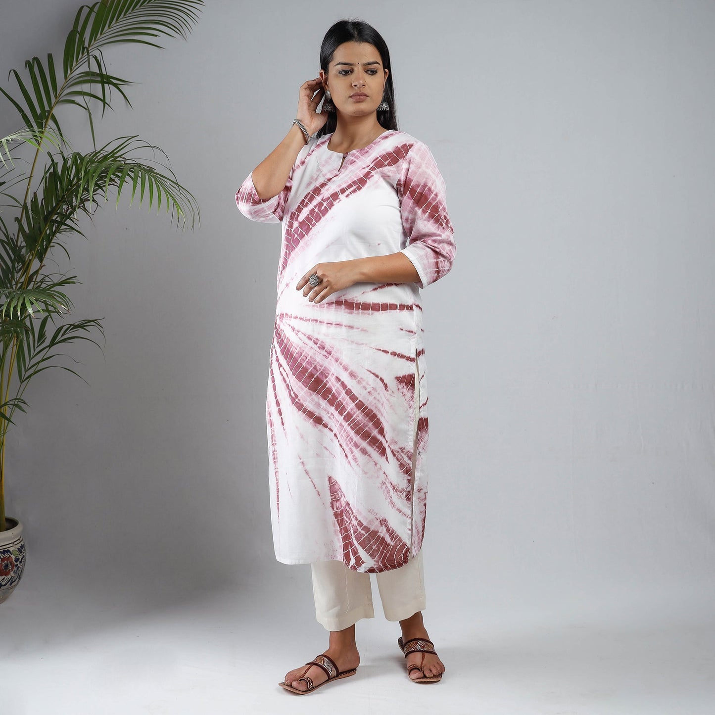 Shibori Tie-Dye Mul Cotton Long Kurta