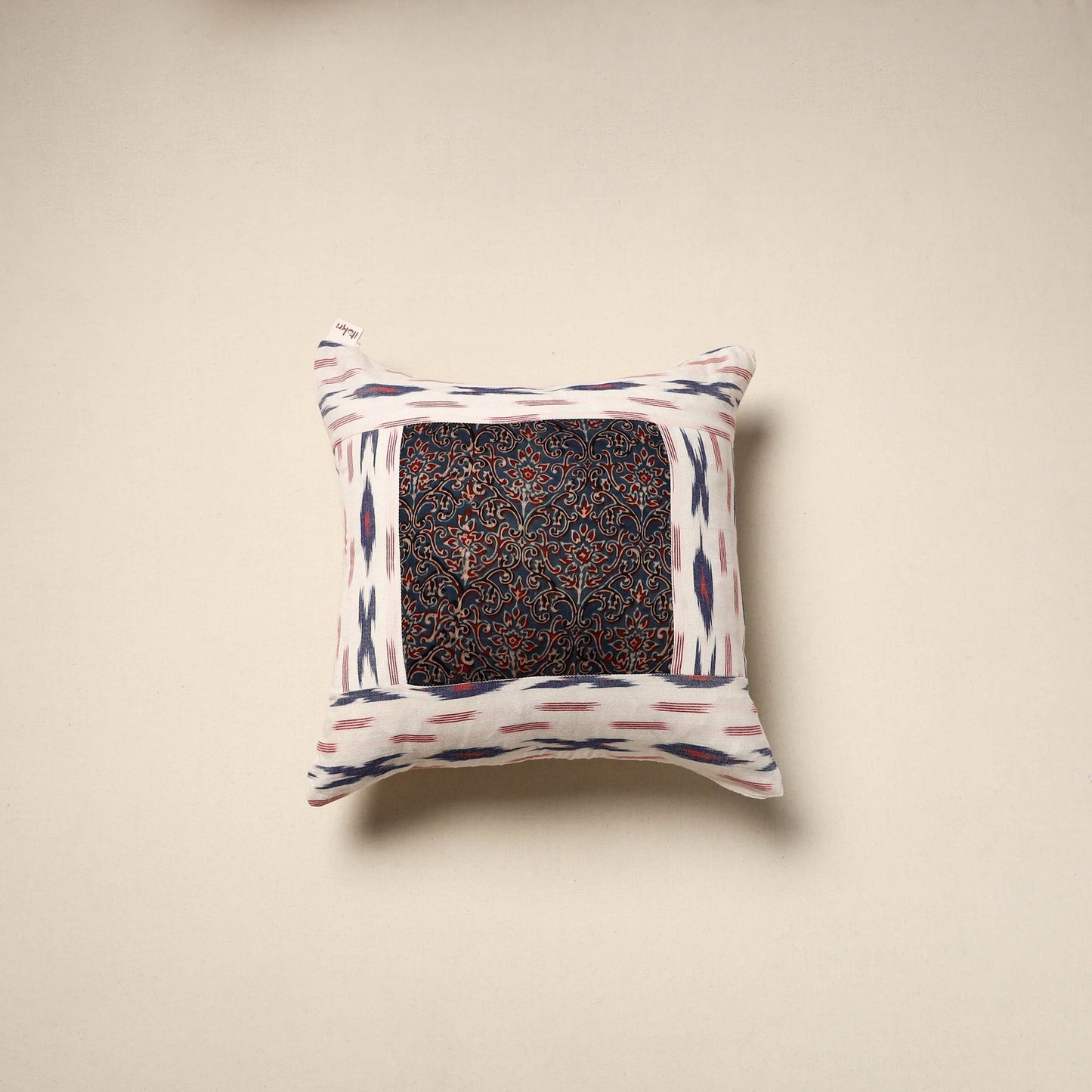 Modal silk patch pochampally ikat cushion cover 01