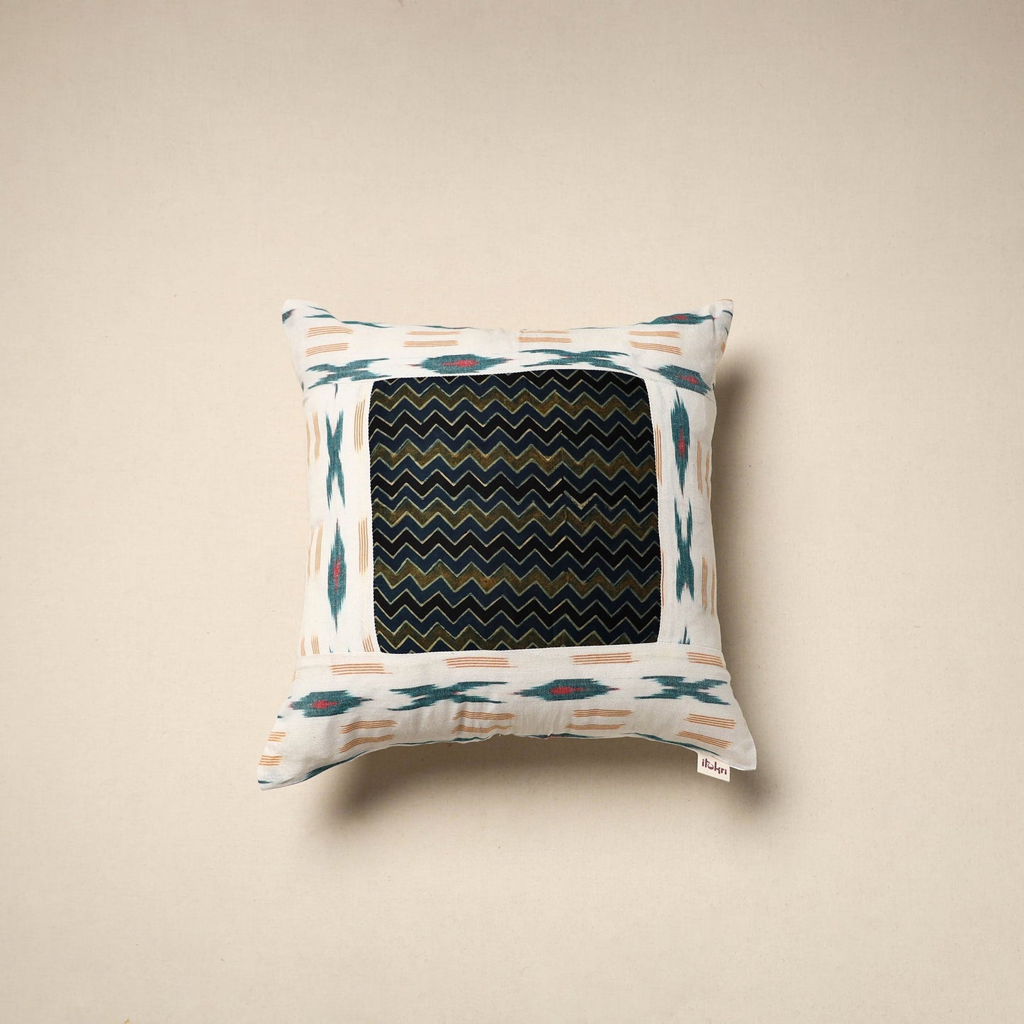 Modal silk patch pochampally ikat cushion cover 18