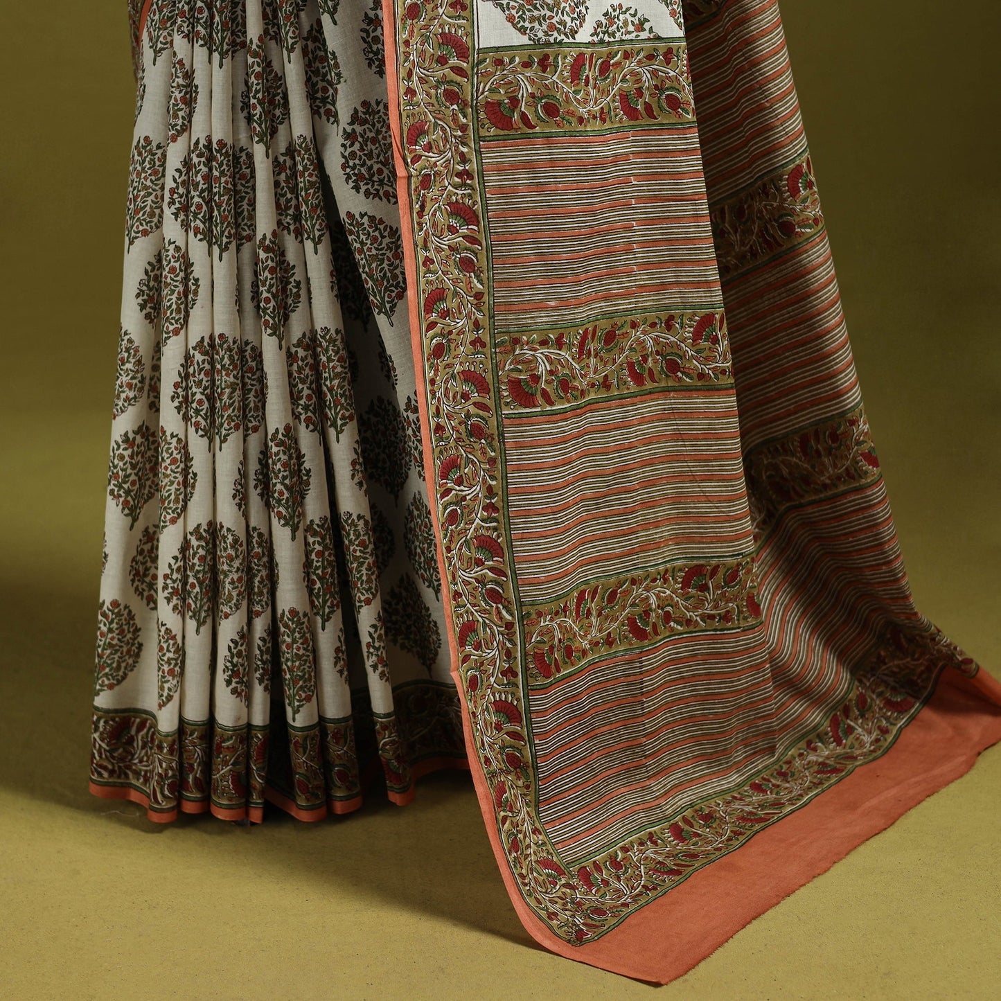 Mul cotton hand sanganeri saree 01 - handcrafted