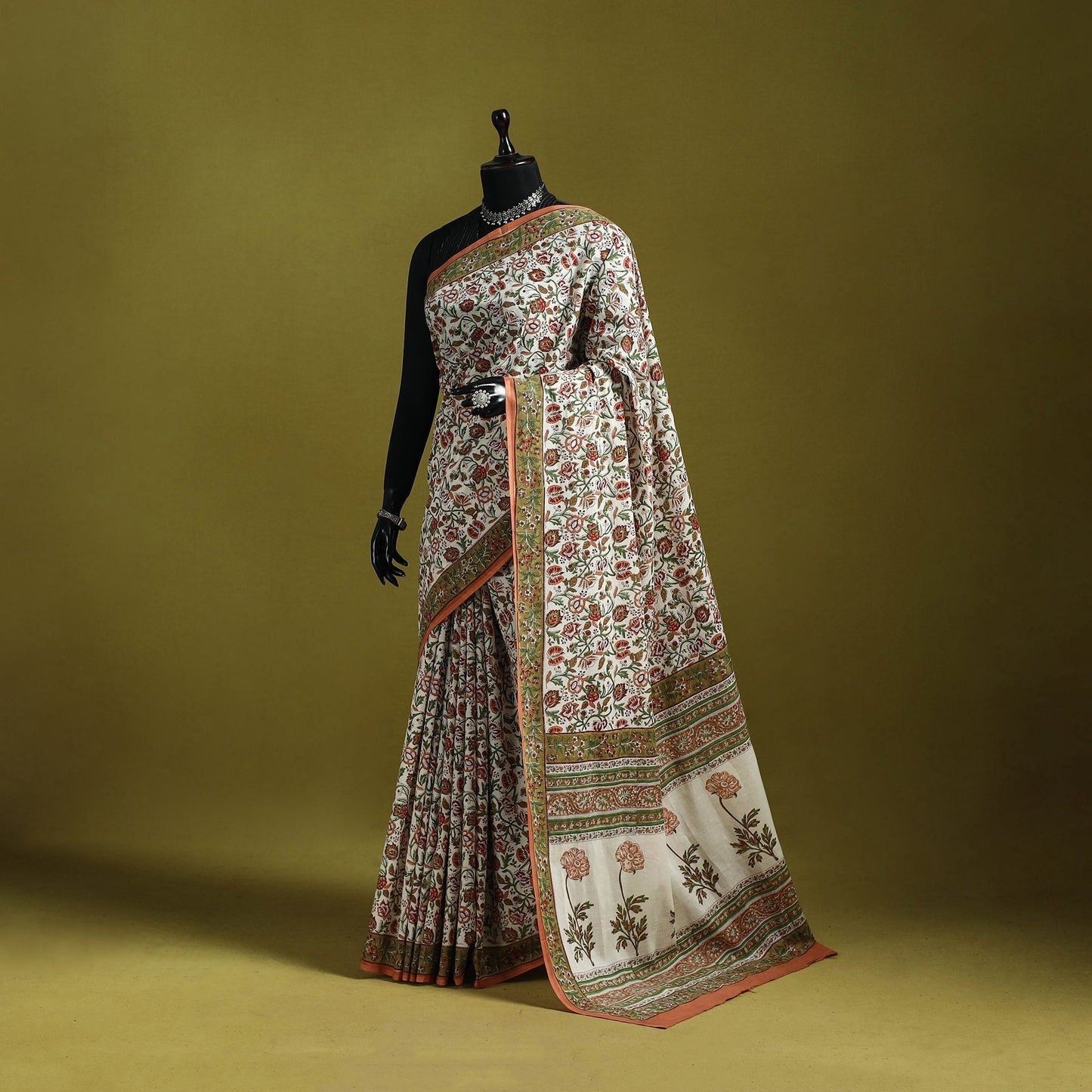 Mul cotton hand sanganeri saree 03 - handcrafted