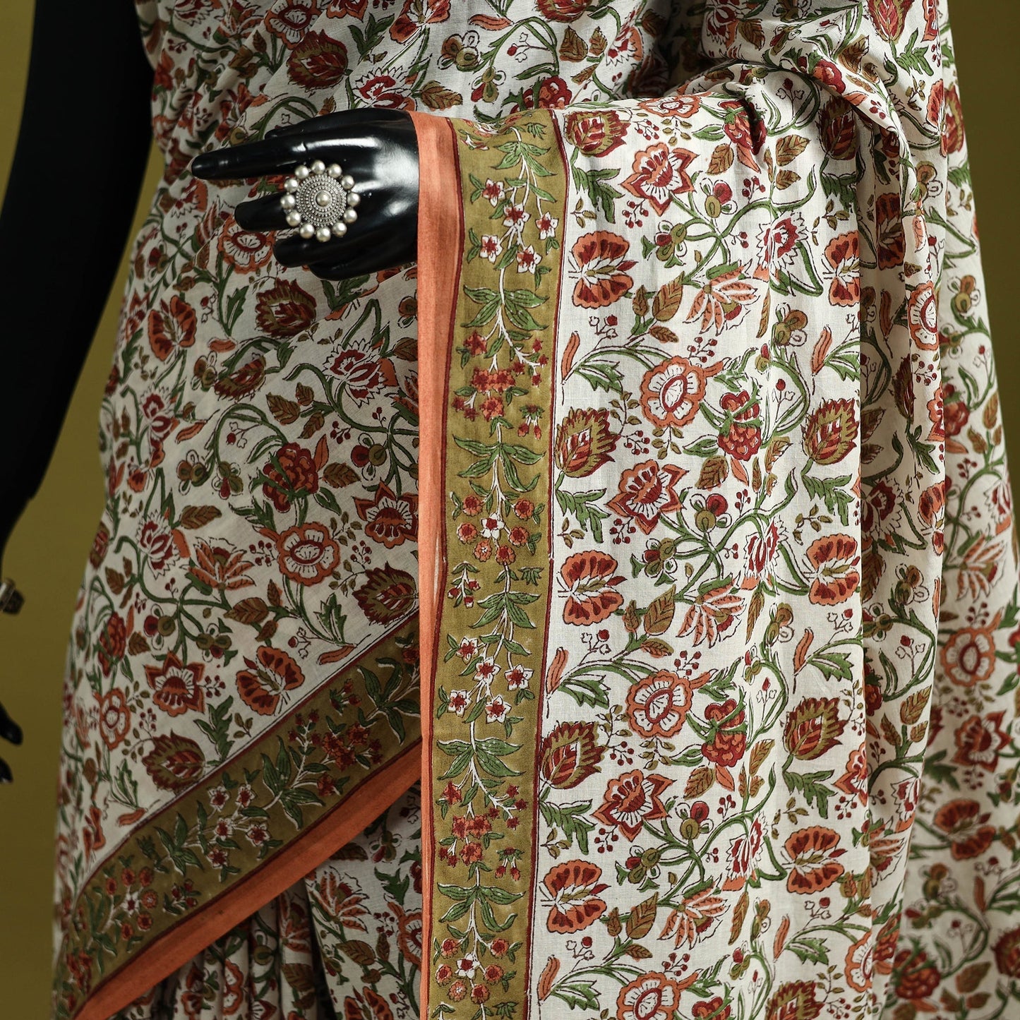 Mul cotton hand sanganeri saree 03 - handcrafted