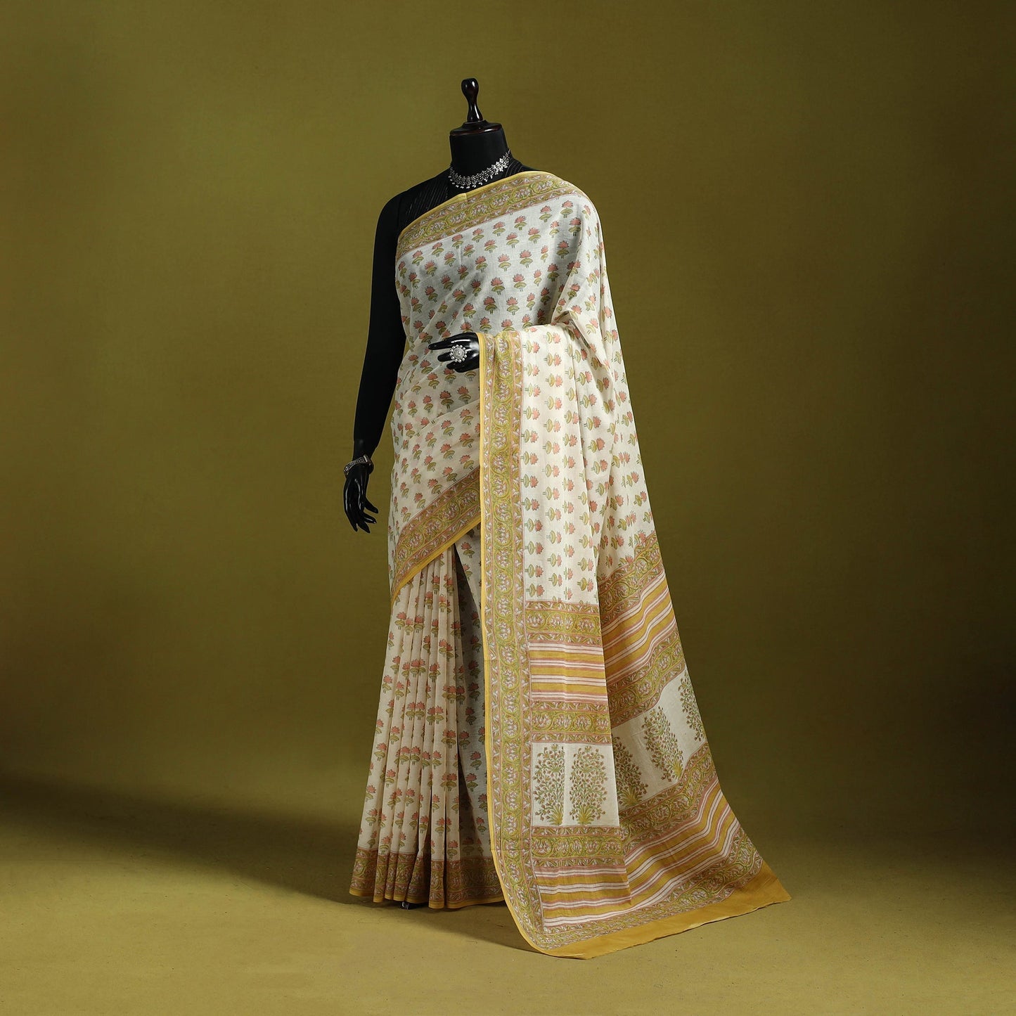 Mul cotton hand sanganeri saree 04 - handcrafted