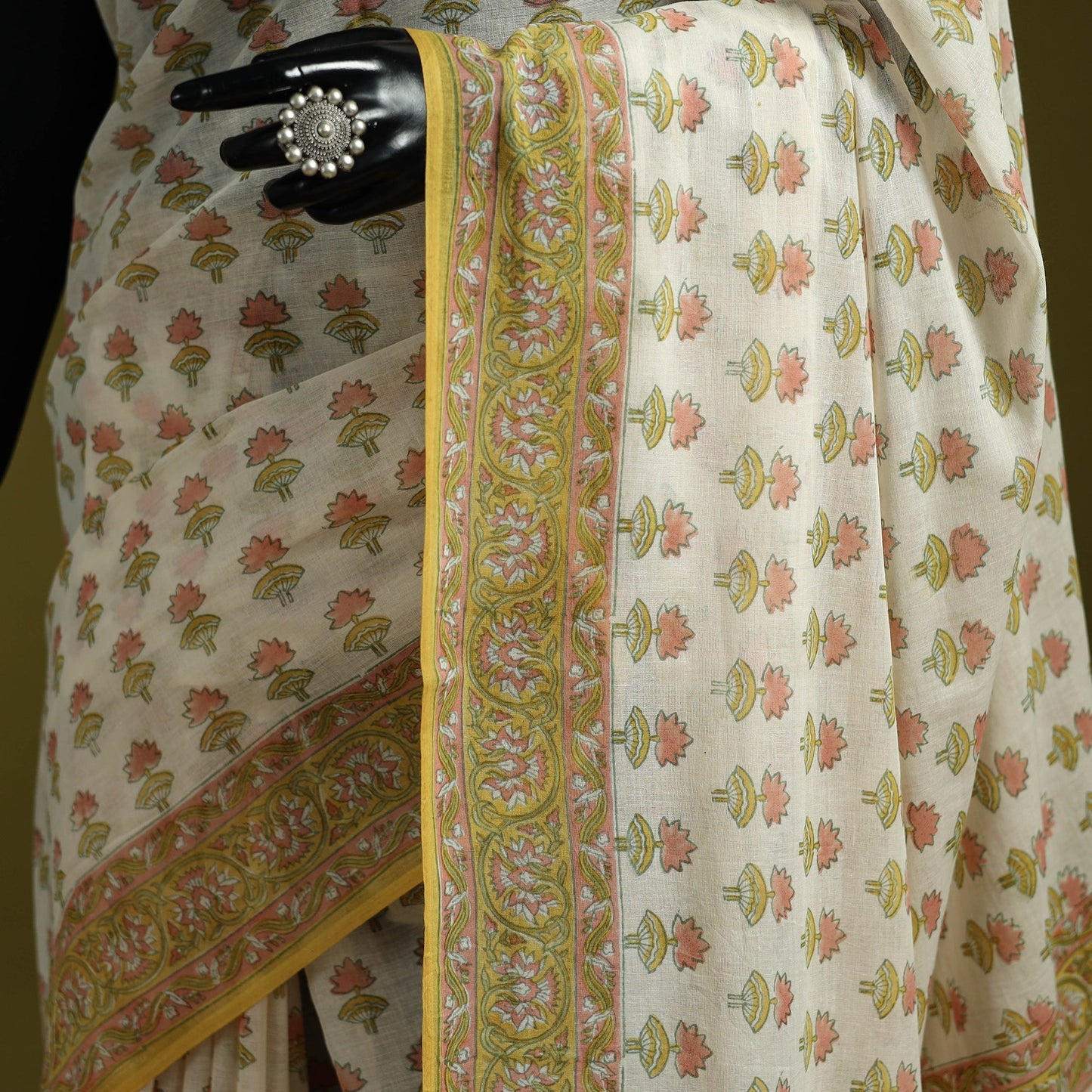 Mul cotton hand sanganeri saree 04 - handcrafted