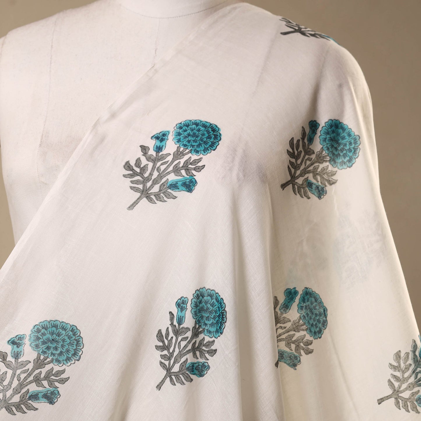 White - mul cotton sanganeri fabric 28 - handcrafted
