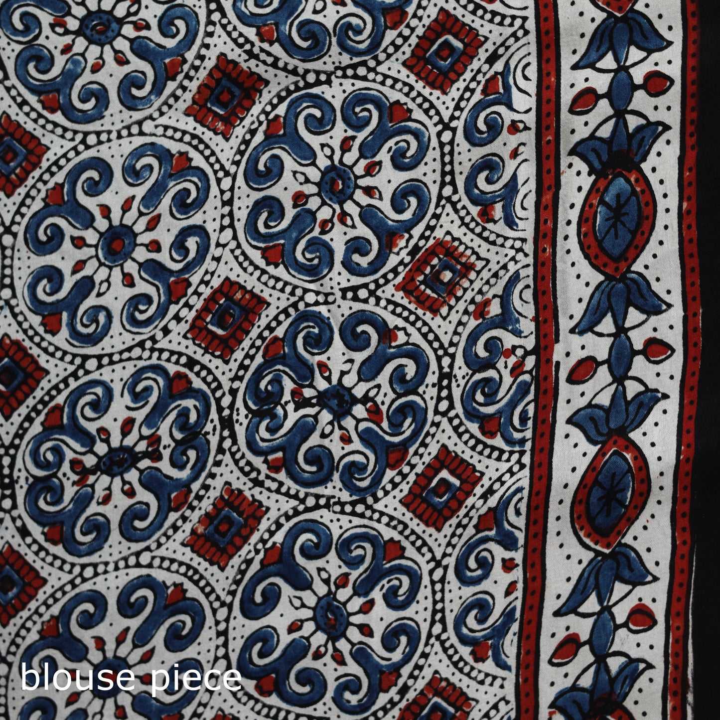 Natural dyed modal silk kutch hand block print ajrakh saree